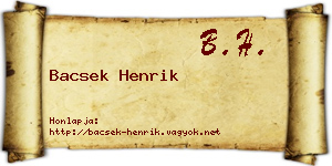 Bacsek Henrik névjegykártya